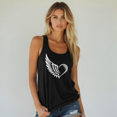 EXPRESSIVE Winged Heart Racerback Tank Top – Symbolic Angel Wing Women's Tee